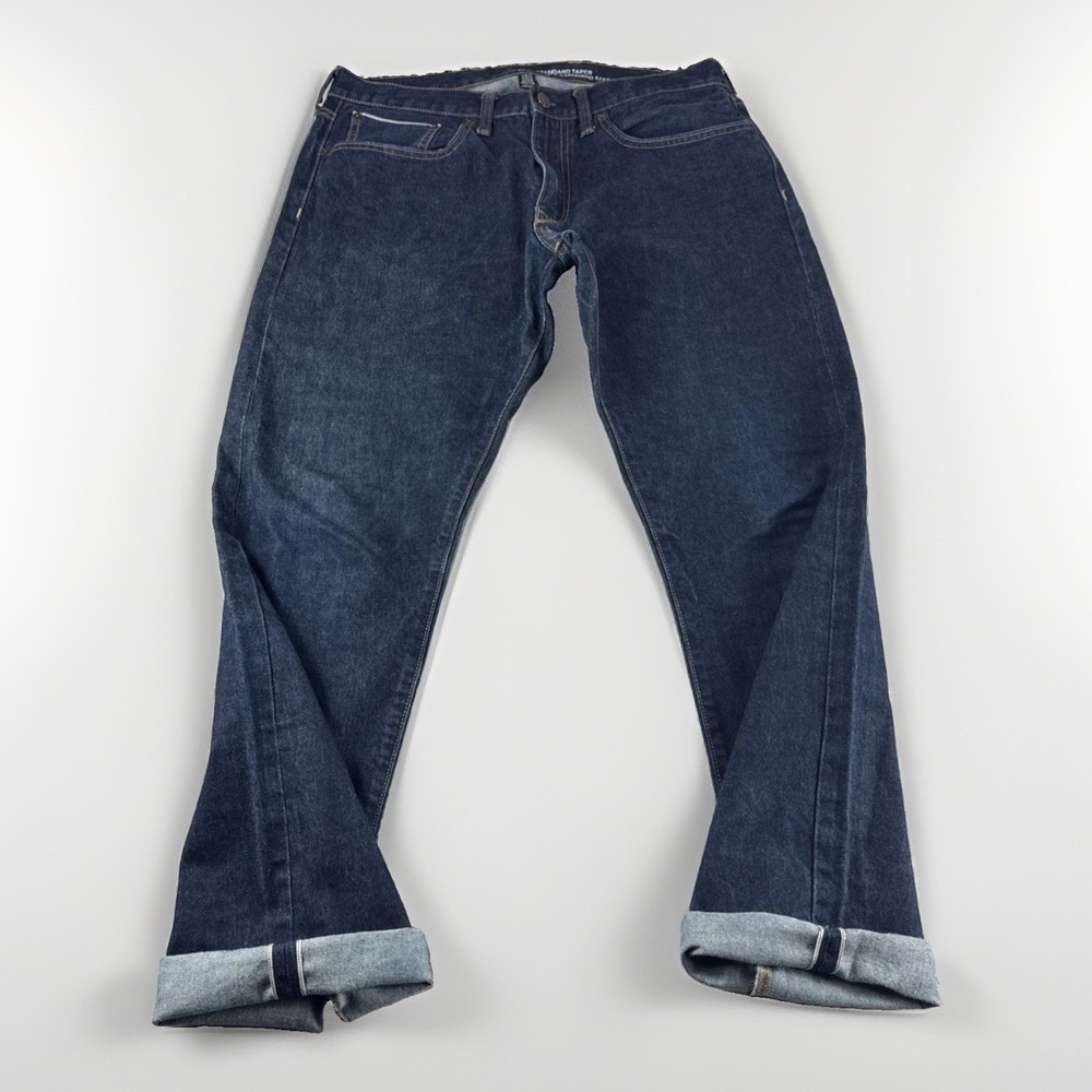 Gap Standard Taper Rinsed Selvedge Jeans Mens 36x34 Blue Denim Pants Cotton